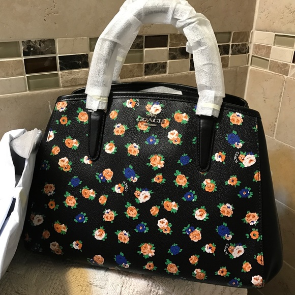 Coach Handbags - Authentic COACH Leather tea rose flowers  bag